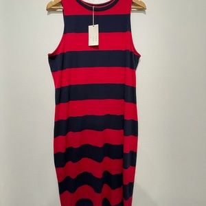 Red and Navy Striped Dress